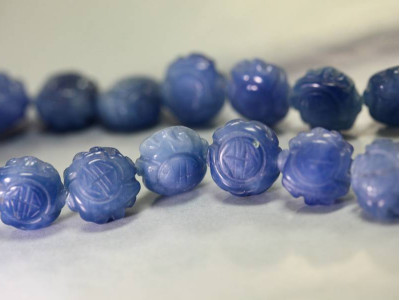 Blue Agate 15mm Carved Coin