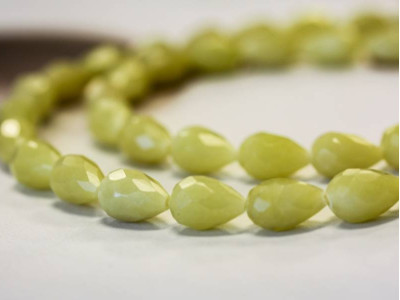 Olive Jade 8x12 Faceted Teardrop