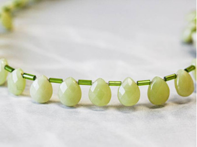 Olive Jade 8x10 Flat Pear Briolette
