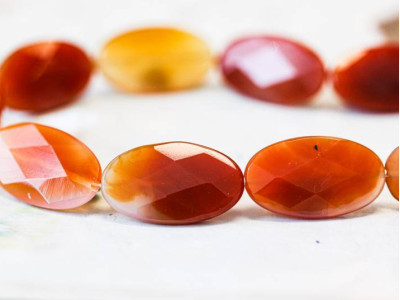 Natural Carnelian 20x35 Faceted Flat Oval