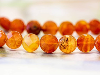 Natural Carnelian 10mm Faceted Coin