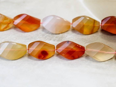 Natural Carnelian 12x18 Strip-faceted Twist Tri-Oval