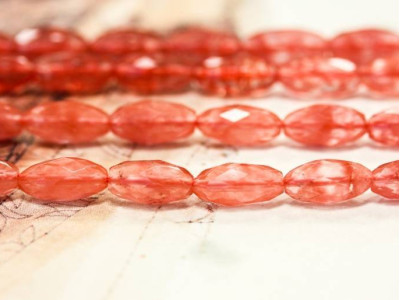 Cherry Quartz 6x12 Faceted Oval Rice