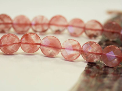 Cherry Quartz 12mm Faceted Coin