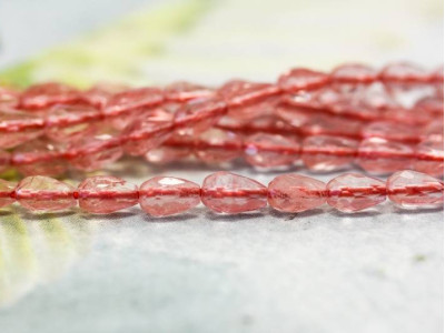 Cherry Quartz 4x6 Faceted Teardrop