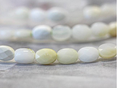 White Opal 5x7 Faceted Flat Oval