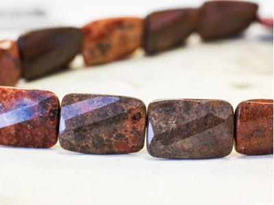 Red Fossil Coral 22x32 Faceted Twisted Rectangle