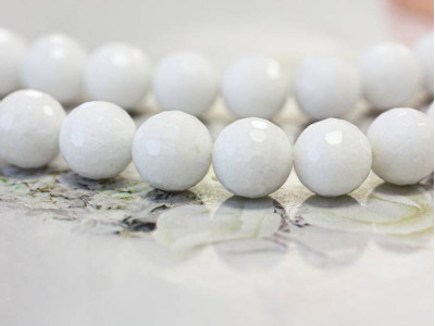 White Jade 10mm Faceted Round