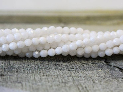 White Jade 3mm Faceted Round