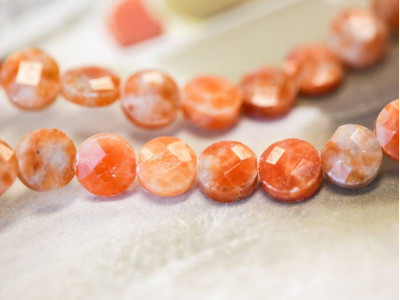 Orange Calcite 10mm Faceted Coin