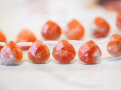 Orange Calcite 13mm Flat Pear Briolette