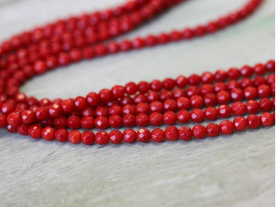 Dyed Coral 3.5-4mm Faceted Round